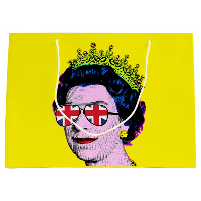 Modern Pop art HM Queen in union jack glasses Larg Large Gift Bag (Front)