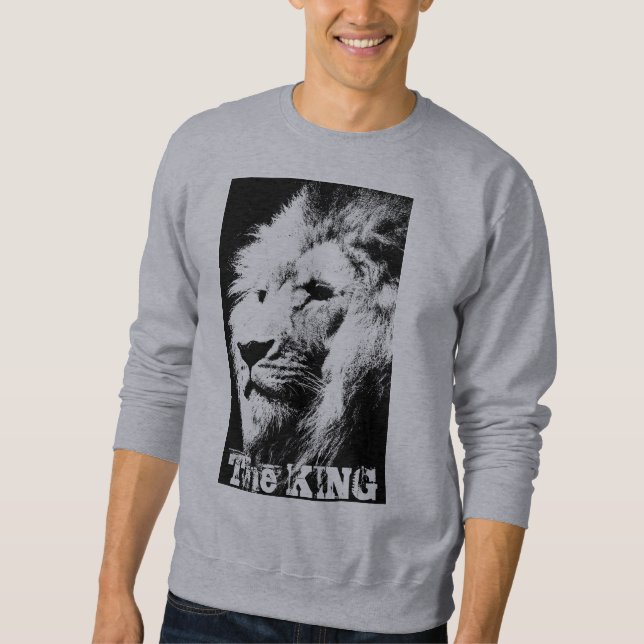 Modern Pop Art Lion Head The King Template Men's Sweatshirt (Front)