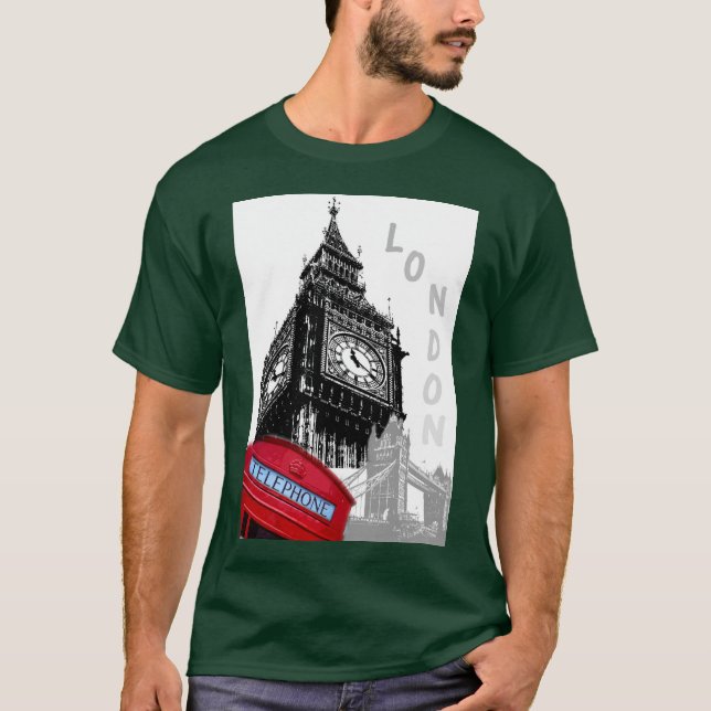 Modern Pop Art London Big Ben Clock Tower T-Shirt (Front)