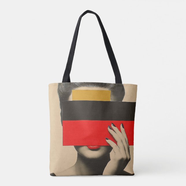 Modern Pop Art Mysterious Woman Behind Colors Tote Bag (Back)