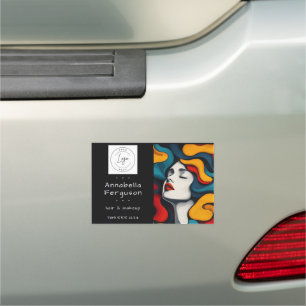 Modern Pop Art Retro Colorful Hair Makeup Logo Car Magnet
