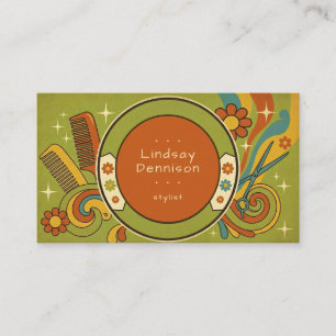 Modern Pop Art Retro Seventies Hair Business Card