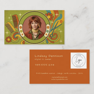 Modern Pop Art Retro Seventies Hair Photo Logo Business Card