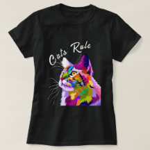 Modern Pop Art Style Multicolor Editable Cats Rule
