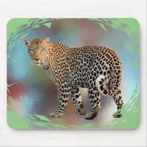 Modern Pop Art Template Trendy Leopard Mouse Pad