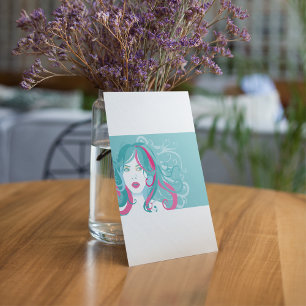 Modern Pop Art Woman Teal and Pink Swirl Hair  Invitation