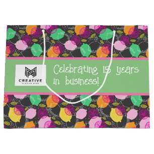 Modern Pop Bright Celebration - custom message L Large Gift Bag