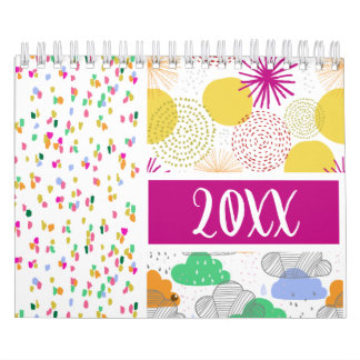 Modern Pop Bright Contemporary Pattern Calendar