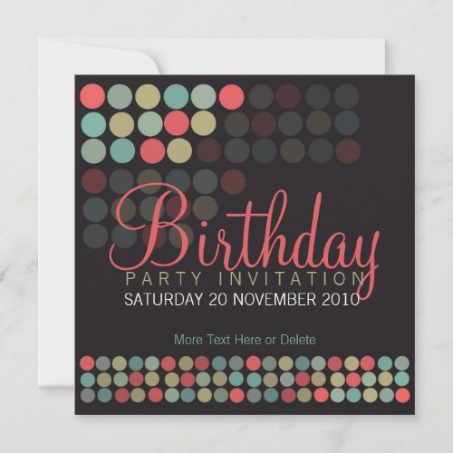 Modern Pop Dots Party Birthday Invitation