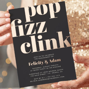 Modern Pop   Engagement Party Foil Invitation