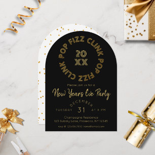 Modern Pop Fizz Clink New Year's Eve Party Invitation