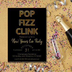 Modern Pop Fizz Clink New Year's Eve Party Invitation