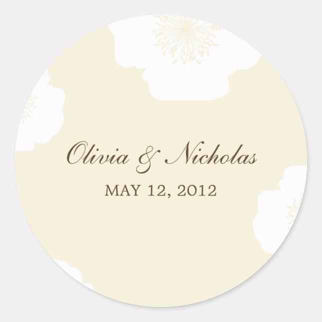 Modern Poppies Favor Stickers - Almond (Front)