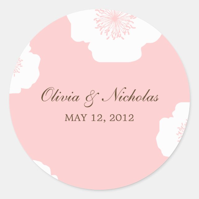 Modern Poppies Favor Stickers - Pink (Front)