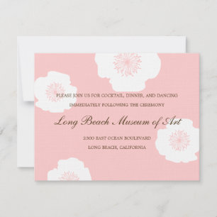 Modern Poppies Wedding Reception Card - Pink
