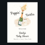 Modern Poppin Bottle Champagne Baby Shower Welcome Poster<br><div class="desc">Elegnat modern minimalist ivory poppin's bottles baby shower,  featuring gender neutral celabrating watercolor champange bottle,  elegant baby bottle,  this design will creates a beautiful and memorable aesthetic that is sure to impress and delight all of your guests. Perfect for both baby girl and boy baby shower, </div>