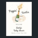 Modern Poppin Bottle Champagne Baby Shower Welcome Poster<br><div class="desc">Elegnat modern minimalist ivory poppin's bottles baby shower, featuring gender neutral celabrating watercolor champange bottle, elegant baby bottle, this design will creates a beautiful and memorable aesthetic that is sure to impress and delight all of your guests. Perfect for both baby girl and boy baby shower, </div>