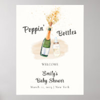 Modern Poppin Bottle Champagne Baby Shower Welcome