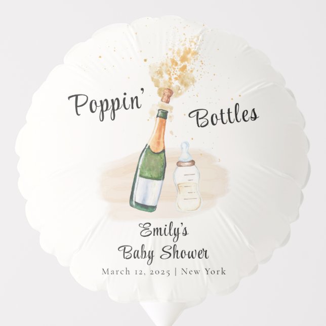 Modern Poppin Bottles Champagne Baby Shower Balloon (Front)