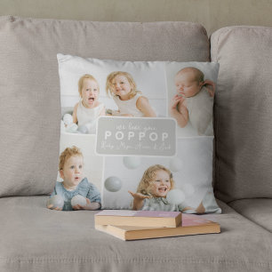 Modern Poppop 4 Photo Gray Throw Pillow