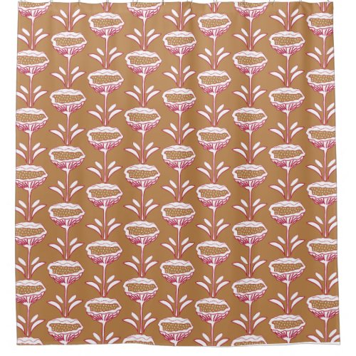 Modern Poppy Design White Viva Magenta Gold Shower Curtain