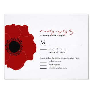 Red Poppy Wedding Invitation Handpainted With Watercolors Single Red Poppy Flower Acrylic Wedding Invitation Card 5 7inch China Mainland