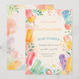 Modern Popsicle Baby Shower Color Splash Invitation