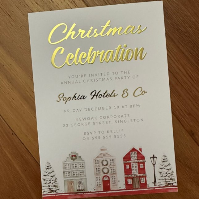 Modern Popular Annual Christmas Party Celebration Foil Invitation (Creator Uploaded)