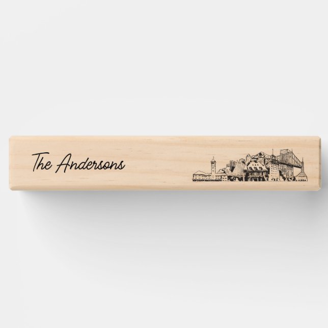 Modern Portland Wedding Guestbook Lawn Game Topple Tower (Front)