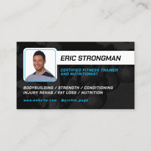Modern portrait photo of personal trainer business card