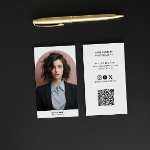 Modern portrait photo QR code stylist Business Card