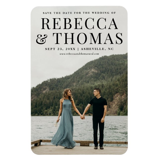 Modern portrait photo wedding save the date magnet (Vertical)
