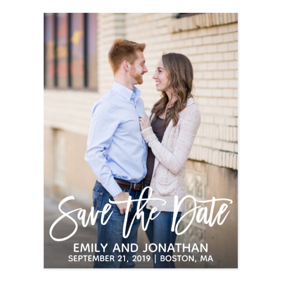 Modern Portrait Picture Save The Date Postcard