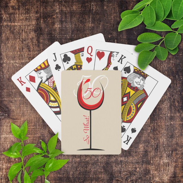 Modern Positive Red Wine 50 so what 50th Birthday Poker Cards (Creator Uploaded)