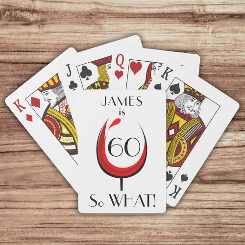 Modern Positive Red Wine Glass 60th Birthday Poker Cards