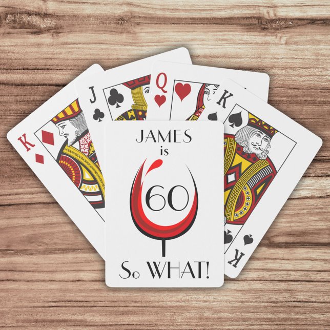 Modern Positive Red Wine Glass 60th Birthday Poker Cards (Creator Uploaded)