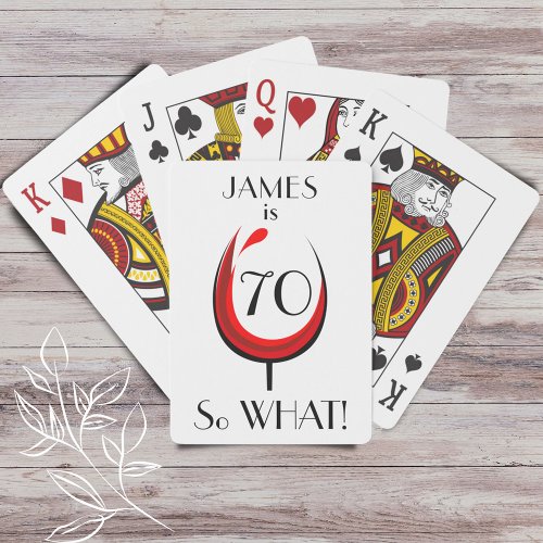 Modern Positive Red Wine Glass 70th Birthday Poker Cards