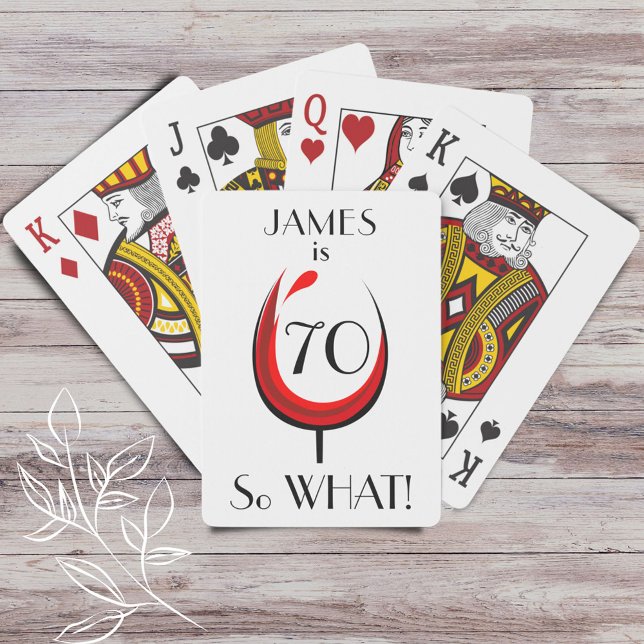 Modern Positive Red Wine Glass 70th Birthday Poker Cards (Creator Uploaded)