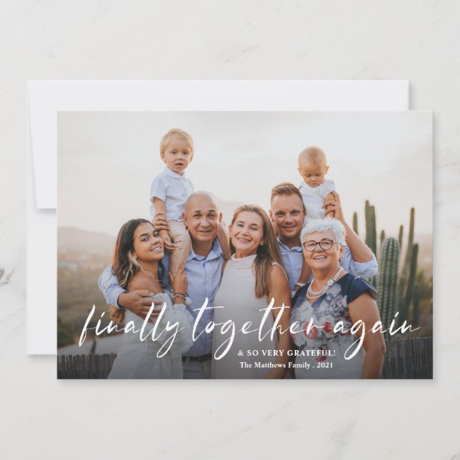 Modern Post Covid Finally Together Again Photo Holiday Card (Front)