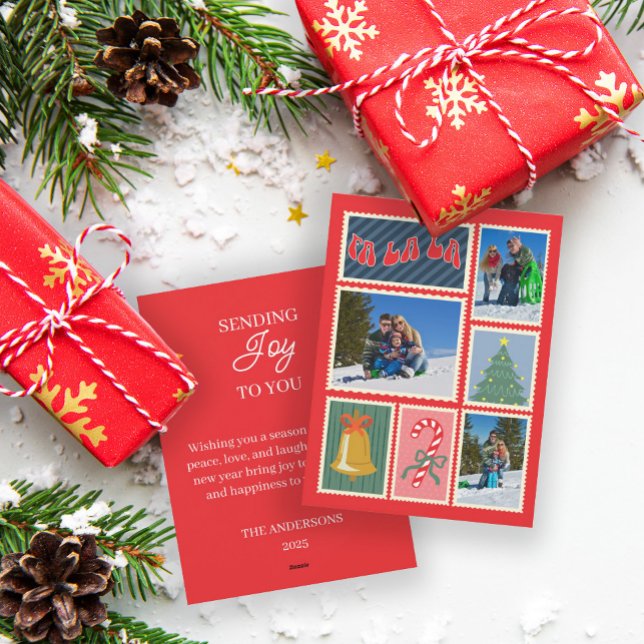 Modern Postage Stamp Holiday Photo Card (Creator Uploaded)