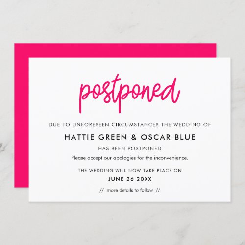 Modern Postponed New Date announcement card