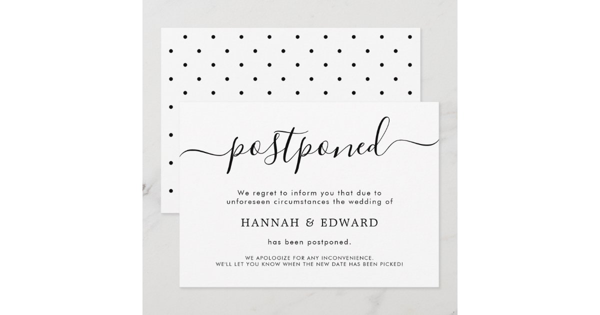Modern Postponed Wedding Announcement Card | Zazzle