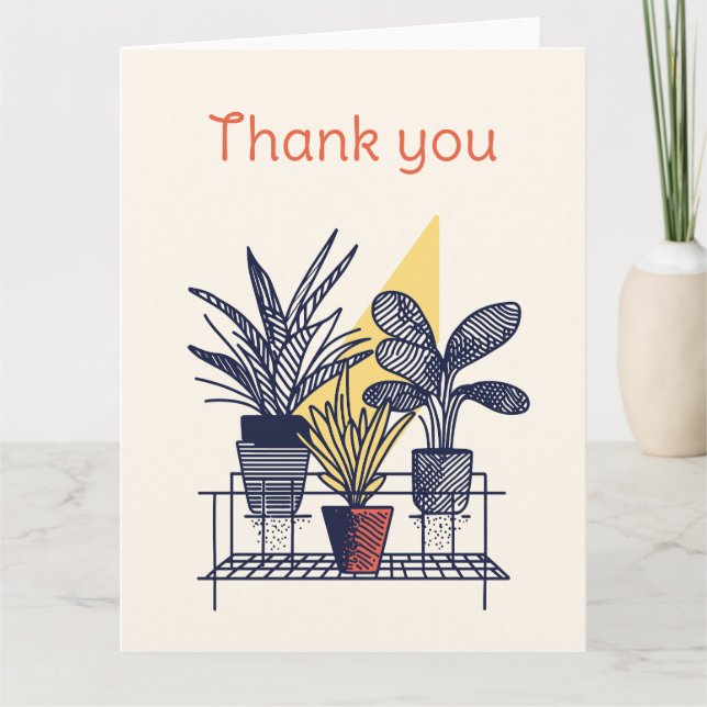 Modern potted house plant Botanical Thank You Card (Front)