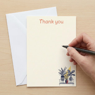 Modern potted house plant Botanical thank you Card
