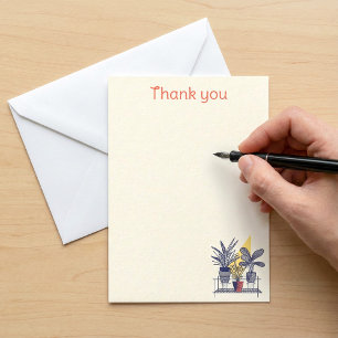 Modern potted house plant Botanical thank you Note Card