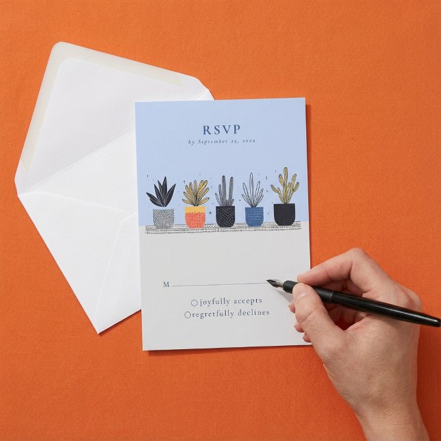 Modern Potted House Plants RSVP Card (Modern Potted House Plants RSVP Card.)