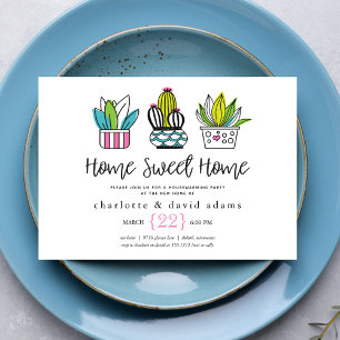 Modern Potted Plants Housewarming Invitation