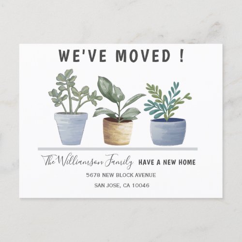 Modern Potted Plants Weve Moved Announcement 