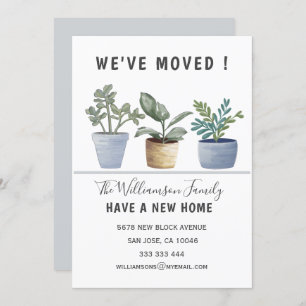 Modern Potted Plants We've Moved Announcement