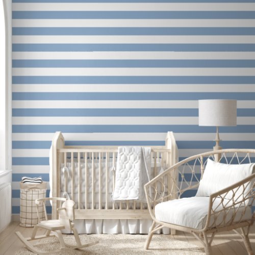 Modern Powder Blue And White Stripes  Wallpaper